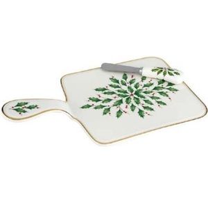 NWT lenox holiday cheeseboard with spreader in original box vintage holly-berry